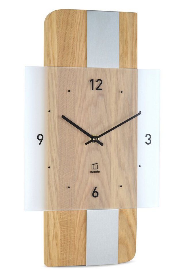 Natuhr Funkwanduhr Natuhr Wanduhr - Fusion - präzises Funk-Uhrwerk Holz Metall Glas von Natuhr