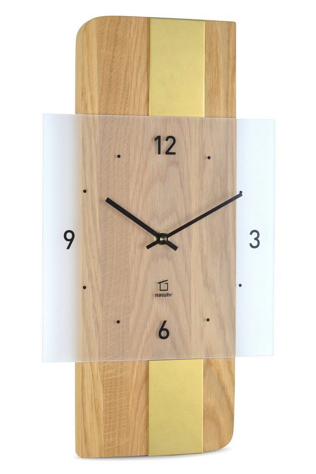 Natuhr Funkwanduhr Natuhr Wanduhr - Fusion - präzises Funk-Uhrwerk Holz Metall Glas von Natuhr