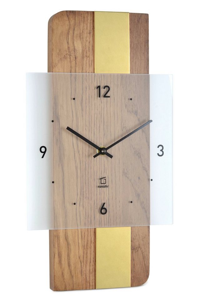 Natuhr Funkwanduhr Natuhr Wanduhr - Fusion - präzises Funk-Uhrwerk Holz Metall Glas von Natuhr