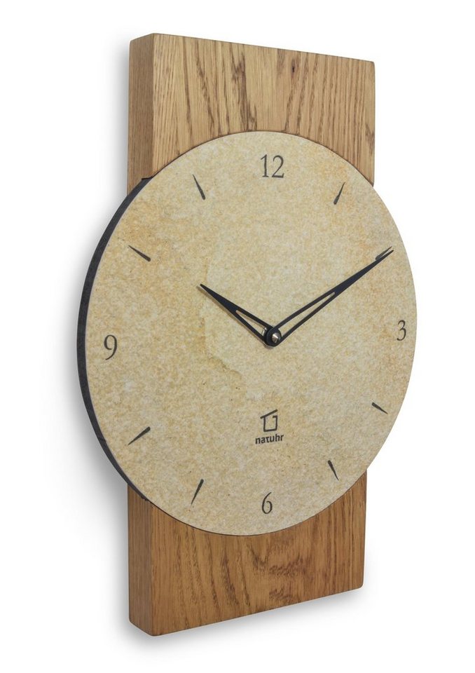 Natuhr Funkwanduhr Natuhr Wanduhr - Großglockner - Holz Eiche Sandstein Räuchereiche (wählbar - Funk- oder Quarzuhrwerk) von Natuhr