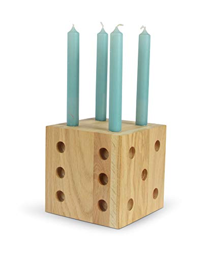 Natuhr Kerzenhalter Kerzenständer Holz - Dice - Würfel aus Eiche Kerzenleuchter von Natuhr