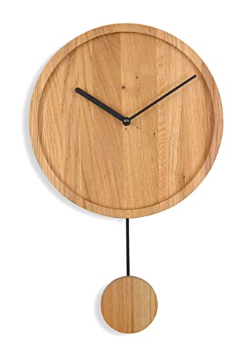 Natuhr Moderne Pendeluhr – Swing Modern – Eiche geölt Holz – Quarz-Uhrwerk von Natuhr