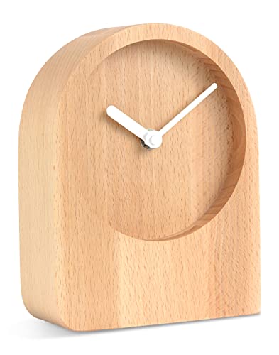 Natuhr Tischuhr Eiche Holzuhr - Dome - puristisch modern Massivholz (Buche geölt, Weiße Zeiger - Quarz Uhrwerk) von Natuhr