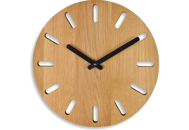 Natuhr Wanduhr Comma Massivholz Eiche Geölt ⌀ 30 cm von Natuhr