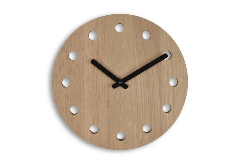 Natuhr Wanduhr Dot Holzwanduhr Eiche massiv (geräuscharmes Quarzuhrwerk) von Natuhr