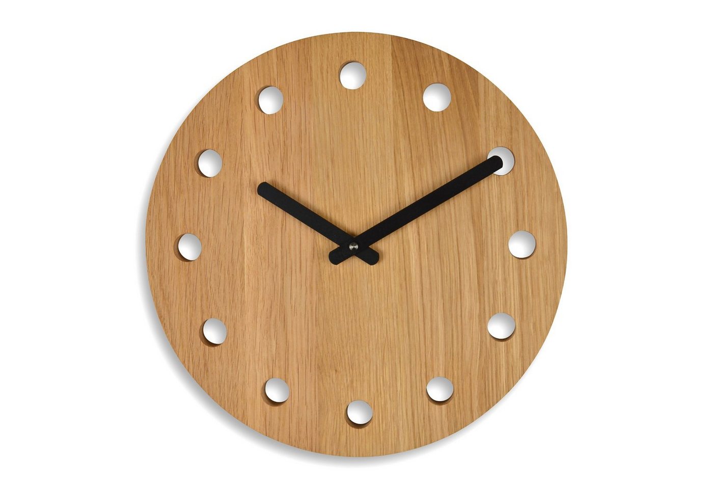 Natuhr Wanduhr Dot Holzwanduhr Eiche massiv (geräuscharmes Quarzuhrwerk) von Natuhr