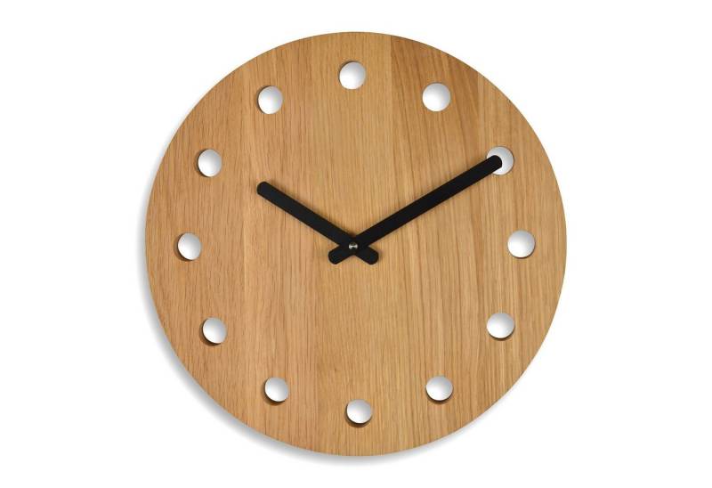 Natuhr Wanduhr Dot Holzwanduhr Eiche massiv (geräuscharmes Quarzuhrwerk) von Natuhr