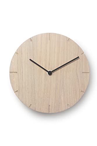 Natuhr Wanduhr Eiche gekalkt Holz Solide 20 cm Mini Massivholz, geräuscharmes U.T.S. Uhrwerk (Eiche gekalkt, Schwarze Zeiger) von Natuhr