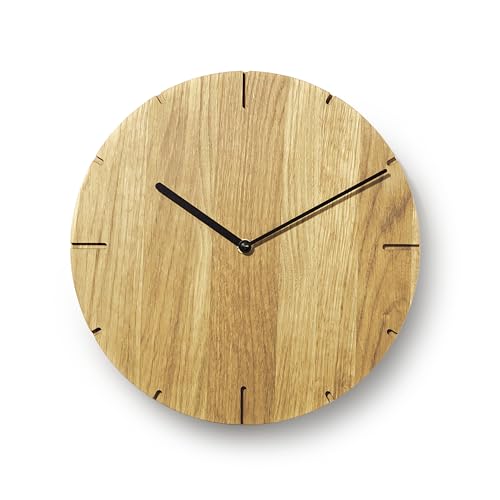Natuhr Wanduhr Eiche geölt Holzuhr Solide Massivholz, präzises Funk Uhrwerk, puristisch, modern, skandinavisches Design(Eiche geölt) von Natuhr