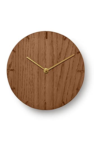 Natuhr Wanduhr Eiche rustikal Holz Solide 20 cm Mini Massivholz, geräuscharmes U.T.S. Uhrwerk (Räuchereiche, Goldene Zeiger) von Natuhr