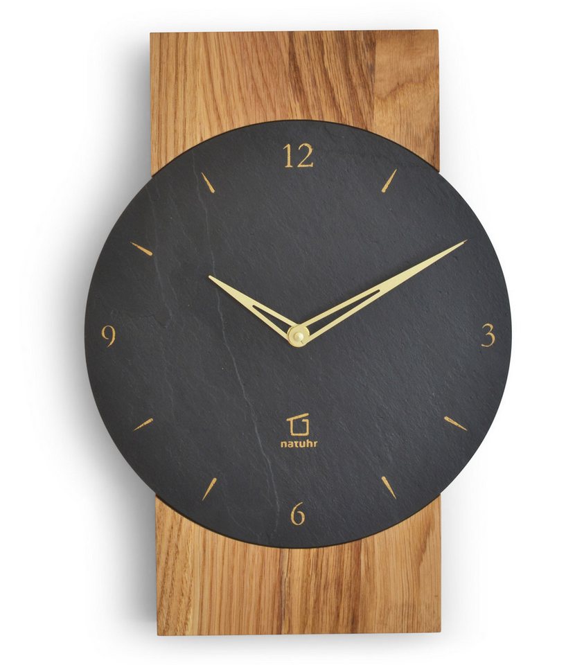 Natuhr Wanduhr Steineiche Massivholz Eiche Schiefer Quarzwerk Natuhr Wanduhr Steineiche Massivholz Eiche Schiefer Quarzwerk von Natuhr