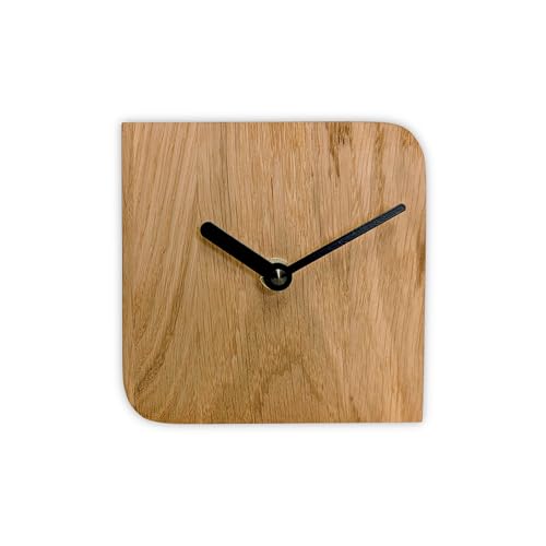 Natuhr Wanduhr Tischuhr - Ührle - Kleine Holzuhr aus massivem Eichenholz im modernen skandinavischen Stil - Eiche geölt – geräuscharmes Quarz-Uhrwerk von Natuhr