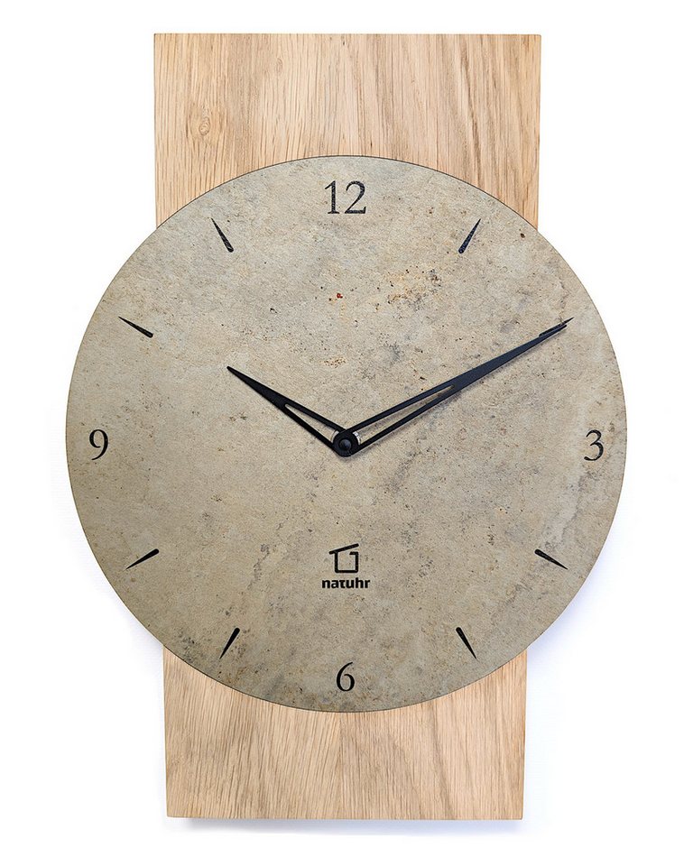 Natuhr Wanduhr Zugspitze Massivholz Eiche Schiefer Quarzwerk Natuhr Wanduhr Zugspitze Massivholz Eiche Schiefer Quarzwerk von Natuhr