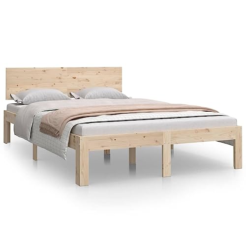 Natulvd 120 x 190 cm kleines Doppelbett aus Holz mit Holzlattenstütze/rutschfeste Matratzenfundament/kein Boxspringbett nötig/Unterbettkommode /Einfache Montage (Braun) von Natulvd