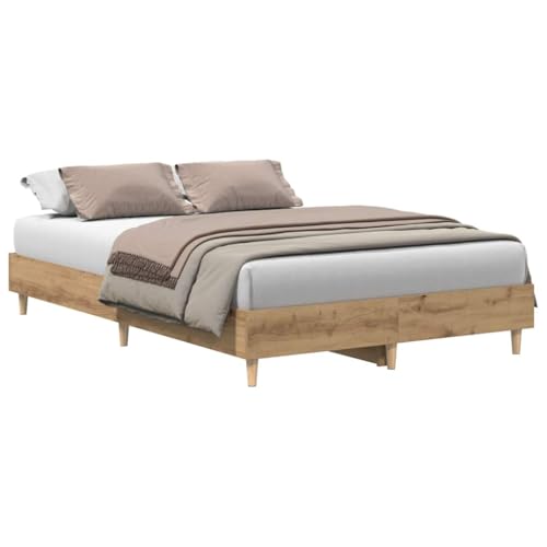 Natulvd 120x190 cm Plattform-Bettgestell mit mehreren Beinen, modernes Bettgestell mit Lattenstütze, kein Boxspringbett erforderlich (kleines Doppelbett, rustikale Eiche) von Natulvd