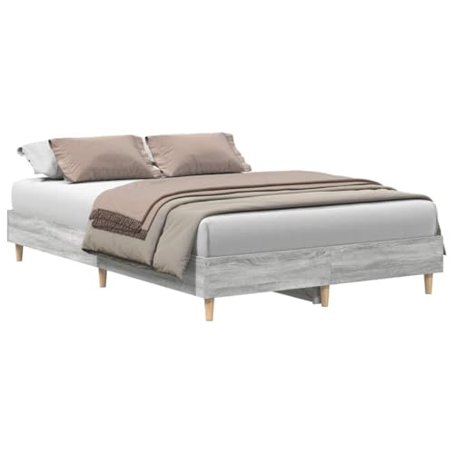 Natulvd 120x200 cm Plattform-Bettgestell mit mehreren Beinen, modernes Bettgestell mit Lattenstütze, kein Boxspringbett erforderlich (kleines Doppelbett, Graueiche) von Natulvd