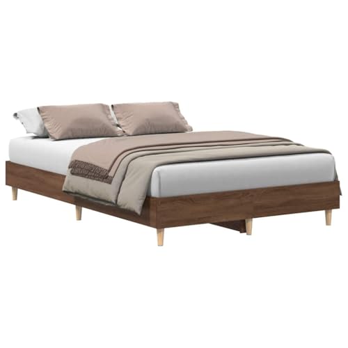 Natulvd 120x200 cm Plattform-Bettgestell mit mehreren Beinen, modernes Bettgestell mit Lattenstütze, kein Boxspringbett erforderlich (kleines Doppelbett, braune Eiche) von Natulvd