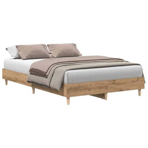 Natulvd 120x200 cm Plattform-Bettgestell mit mehreren Beinen, modernes Bettgestell mit Lattenstütze, kein Boxspringbett erforderlich (kleines Doppelbett, rustikale Eiche) von Natulvd