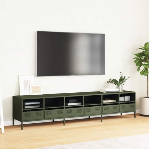 Natulvd 202 cm TV-Ständer für Fernseher bis zu 85 Zoll, extra breiter TV-Schrank, Stahl-Media-Entertainment-Center mit 6 Schubladen und Regal, moderner TV-Einheit Konsolentisch für Wohnzimmer von Natulvd