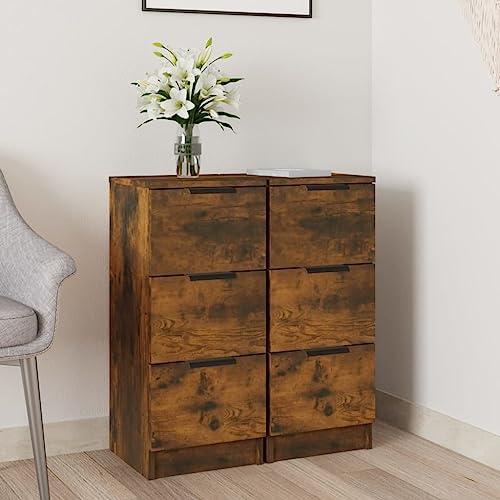 Natulvd 3 Schubladen Buffet Aufbewahrungsschrank für kleinen Raum 2er Set 30x30x70cm Schrank Wohnzimmer Küche Sideboard Flur Esszimmer Wohnmöbel (Rustic) von Natulvd