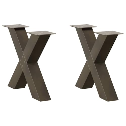 Natulvd 42 cm X-förmige Möbelbeine mit Schrauben, robuste Stahl-Tischbeine mit 2 Stangen, moderne Heim-Beine für Schrank, Bank, Stuhl, Couchtisch, Schreibtisch, 60 x 42 cm (braun) von Natulvd