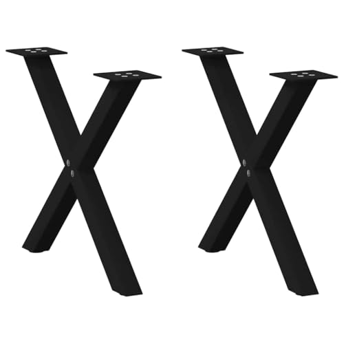 Natulvd 42 cm X-förmige Tischbeine, robuste Metall-Tischbeine, 2er-Set, Möbelbeine mit Schrauben und Füßen, Matte für Schreibtisch, Couchtisch, Esstisch, 60 x 42 cm (schwarz) von Natulvd