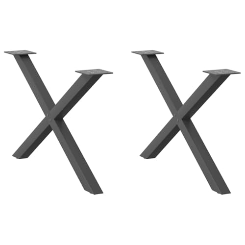 Natulvd 42 cm X-förmige Tischbeine, robuste Metall-Tischbeine, 2er-Set, Möbelbeine mit Schrauben und Füßen, Matte für Schreibtisch, Couchtisch, Esstisch, 70 x 42 cm (Anthrazit) von Natulvd
