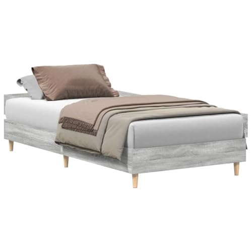 Natulvd 90x190 cm Plattform-Bettgestell mit mehreren Beinen, modernes Bettgestell mit Lattenstütze, kein Boxspringbett erforderlich (Einzelbett, Graueiche) von Natulvd