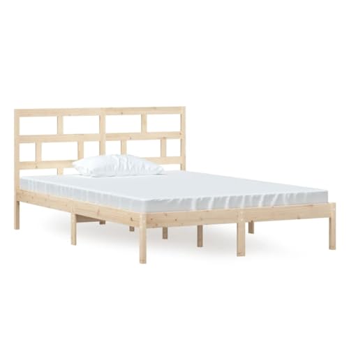 Natulvd Bettgestell 140x200 cm mit Kopfteil, Rustikales Plattformbett mit Stauraum unter dem Bett & Lattenstütze, kein Boxspring nötig, für Jugendliche/Erwachsene (Braun) von Natulvd