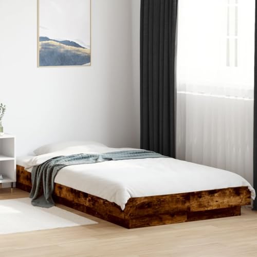 Natulvd Bettgestell Niedriges Bettgestell mit LED-Lichtern Plattformbettgestell Kein Boxspringbett benötigt 90x200 cm (Rustik) von Natulvd