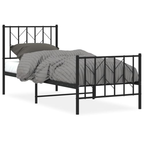 Natulvd Bettgestell aus Metall mit Kopfteil & Fußteil, Einfaches Plattformbett mit Lamellenstütze, kein Boxspringbett erforderlich, für Schlafzimmer, Hotel (kleines Einzelbett, 80x200 cm, Schwarz) Natulvd Bettgestell aus Metall mit Kopfteil & Fußteil, Einfaches Plattformbett mit Lamellenstütze, kein Boxspringbett erforderlich, für Schlafzimmer, Hotel (kleines Einzelbett, 80x200 cm, Schwarz) von Natulvd