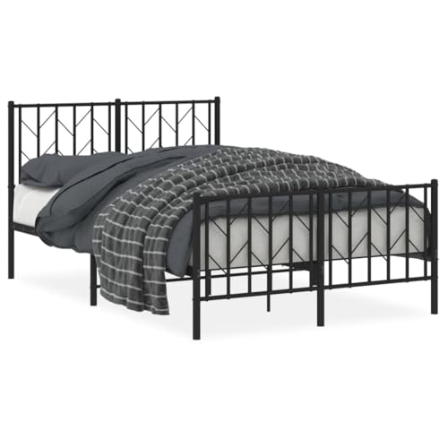 Natulvd Bettgestell aus Metall mit Kopfteil & Fußteil, Einfaches Plattformbett mit Lattenstütze, kein Boxspringbett erforderlich, für Schlafzimmer, Hotel (Kleines Doppelbett, 120 x 190 cm, Schwarz) Natulvd Bettgestell aus Metall mit Kopfteil & Fußteil, Einfaches Plattformbett mit Lattenstütze, kein Boxspringbett erforderlich, für Schlafzimmer, Hotel (Kleines Doppelbett, 120 x 190 cm, Schwarz) von Natulvd