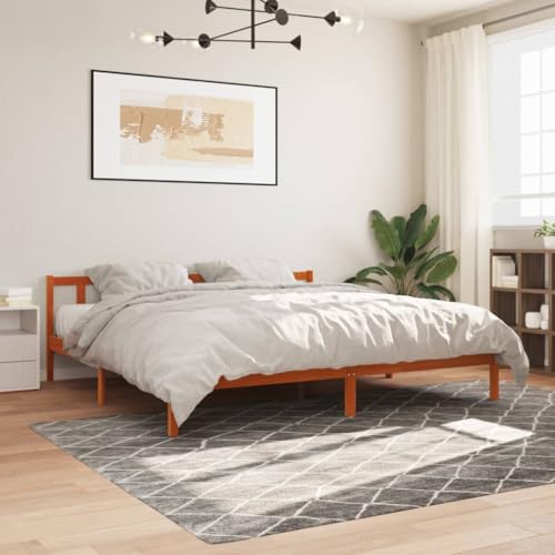 Natulvd Bettgestell aus gewachstem Kiefernholz, mit Kopfteil, Stauraum unter dem Bett, für Erwachsene/Jugendliche, Anzug für 180x200 cm Matratze, einfache Montage von Natulvd