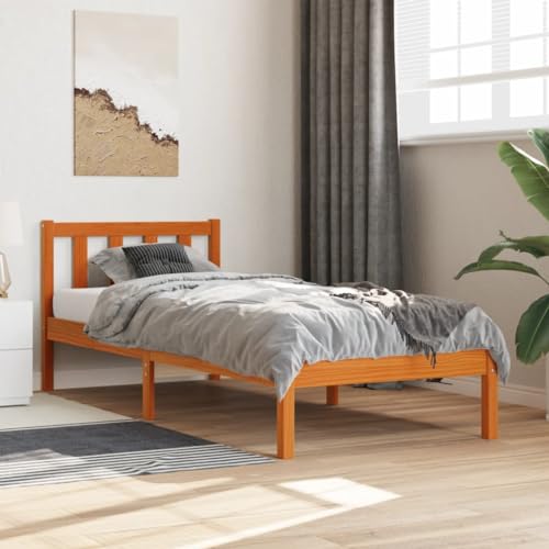 Natulvd Bettgestell aus gewachstem Kiefernholz, mit Kopfteil, Stauraum unter dem Bett, für Erwachsene/Jugendliche, Anzug für 90x200 cm Matratze, einfache Montage von Natulvd