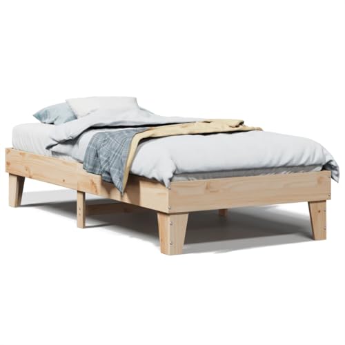 Natulvd Bettgestell mit stabilen Beinen - für 75x190 cm Matratze - 36 cm Höhe Holzplattform-Bettgestell mit Lattenstütze (kleines Einzelbett, Braun) von Natulvd