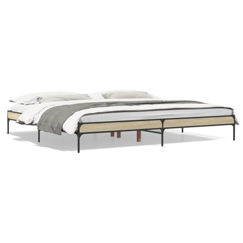 Natulvd Braunes Plattform-Bettgestell, 30 cm Höhe, mit Holzlattenstütze, Holz- und Metallbeinen, Bettgestell für 200 x 200 cm Matratze, Super-Kingsize-Bett von Natulvd