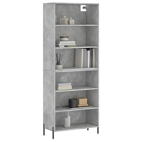 Natulvd Bücherregal, stapelbar, Buffetschrank, 180 cm hoch, Akzent-Sideboard mit 6 offenen Regalen, für Wohnzimmer, Küche, Esszimmer, Flur, zylindrische Beine (Rustic Grey) von Natulvd