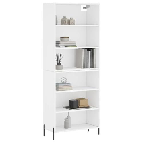 Natulvd Bücherregal, stapelbar, Buffetschrank, 180 cm hoch, Akzent-Sideboard mit 6 offenen Regalen, für Wohnzimmer, Küche, Esszimmer, Flur, zylindrische Beine (weiß) von Natulvd
