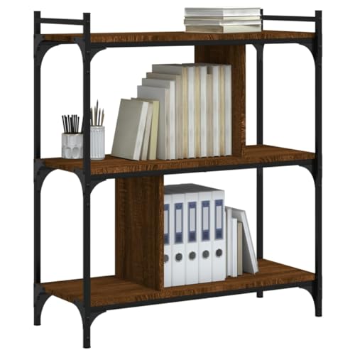 Natulvd Bücherregal mit 3 Ebenen, kleines industrielles Aufbewahrungsregal mit Metallrahmen und offenen Regalen, freistehende Bücherregale, Ausstellungsregal für Wohnzimmer, Schlafzimmer (braune Natulvd Bücherregal mit 3 Ebenen, kleines industrielles Aufbewahrungsregal mit Metallrahmen und offenen Regalen, freistehende Bücherregale, Ausstellungsregal für Wohnzimmer, Schlafzimmer (braune von Natulvd