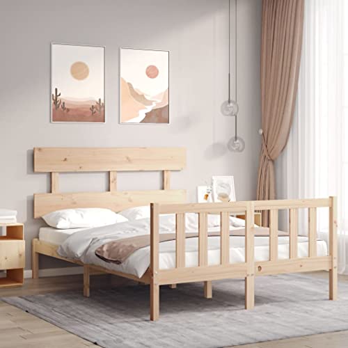 Natulvd Doppelbett, Holzlattenbettgestell mit Lattenrost, Kopfteil & Fußteil, Bettkasten unter dem Bett (140 x 190 cm, Braun) von Natulvd