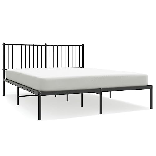 Natulvd Einfaches Metall-Bettgestell, Queen-Size-Plattformbett mit Kopfteil und Lattenstütze, kein Boxspringbett erforderlich, für Schlafzimmer, Kinder, Studenten, Jugendliche (160 x 200 cm, Schwarz) Natulvd Einfaches Metall-Bettgestell, Queen-Size-Plattformbett mit Kopfteil und Lattenstütze, kein Boxspringbett erforderlich, für Schlafzimmer, Kinder, Studenten, Jugendliche (160 x 200 cm, Schwarz) von Natulvd