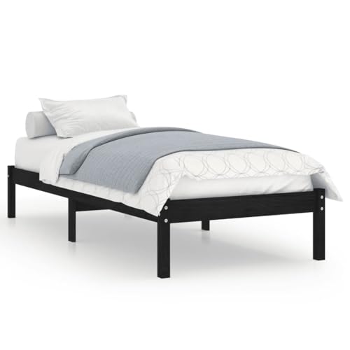 Natulvd Holzbettrahmen, einfaches Plattformbett mit Lattenstütze, kein Boxspringbett erforderlich (Schwarz, Einzelbett, 100 x 200 cm) von Natulvd