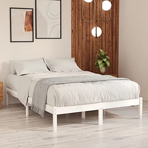 Natulvd Holzbettrahmen, einfaches Plattformbett mit Lattenstütze, kein Boxspringbett erforderlich (Weiß, Doppelbett, 140 x 200 cm) von Natulvd