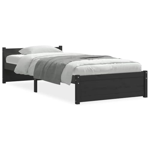 Natulvd Holzplattform-Bettgestell mit Kopfteil, 75x190 cm, H-Form, Kiefernholz-Bettgestell mit stabiler Holzlattenstütze, kein Boxspringbett erforderlich, einfache Montage (kleines Einzelbett, Schwarz Natulvd Holzplattform-Bettgestell mit Kopfteil, 75x190 cm, H-Form, Kiefernholz-Bettgestell mit stabiler Holzlattenstütze, kein Boxspringbett erforderlich, einfache Montage (kleines Einzelbett, Schwarz von Natulvd