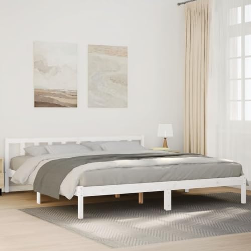 Natulvd Kingsize-Bettgestell – für 180 x 210 cm Matratze – 31 cm Höhe mit Kopfteil, Plattform-Bettgestell mit Stauraum unter dem Bett (Weiß) von Natulvd