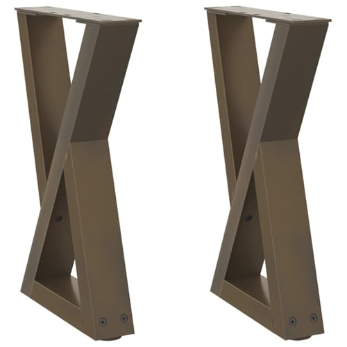 Natulvd Klassische Tischbeine, 42 cm hoch, 2 Sets X-förmige Schreibtischbeine mit verstellbaren Füßen, Matte, robuste industrielle Möbelbeine für Esstisch, Schreibtisch, Braun (38 x 42 cm) von Natulvd