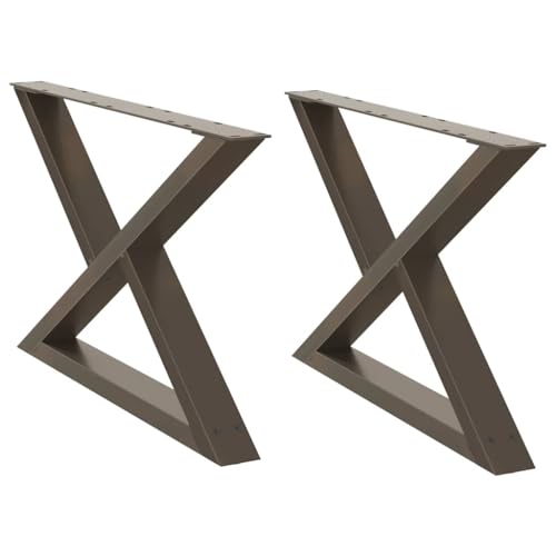 Natulvd Klassische Tischbeine, 42 cm hoch, 2 Sets X-förmige Schreibtischbeine mit verstellbaren Füßen, Matte, robuste industrielle Möbelbeine für Esstisch, Schreibtisch, Braun (70 x 42 cm) von Natulvd