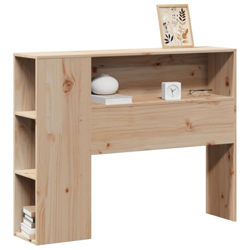 Natulvd Kopfteil aus Holz, 82 cm Höhe, Bücherregal-Stil, Kopfteil mit offenen Regalen & seitlichen Ablagen für Full/Queen/King Size, Braun (106 x 82 cm) von Natulvd