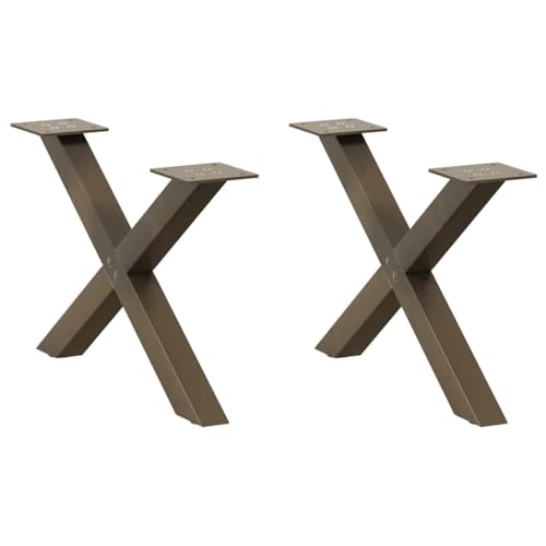 Natulvd Kurze Tischbeine, robuste Metall-Tischbeine, 2er-Set, X-förmige Möbelbeine mit Schraube und Füßen, Matte für Schreibtisch, Couchtisch, Esstisch, 60 x 30 cm (Braun) von Natulvd