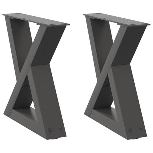 Natulvd Metall-Tischbeine 30 cm, X-förmige Schreibtischbeine mit verstellbaren Füßen, Matte, robuste industrielle Möbelbeine für Esstisch, Schreibtisch, 2er-Set, Anthrazit (40 x 30 cm) von Natulvd